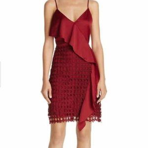 Lucy Paris Brenda Ruffle Red/Maroon Lace Dress (size M)